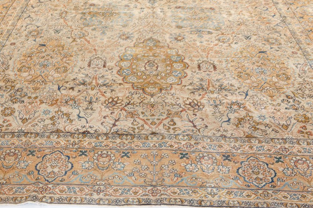 Early 20th Century Persian Kirman Botanic Handmade Wool Carpet BB7216