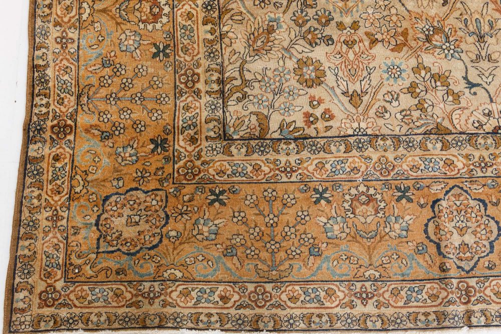 Early 20th Century Persian Kirman Botanic Handmade Wool Carpet BB7216