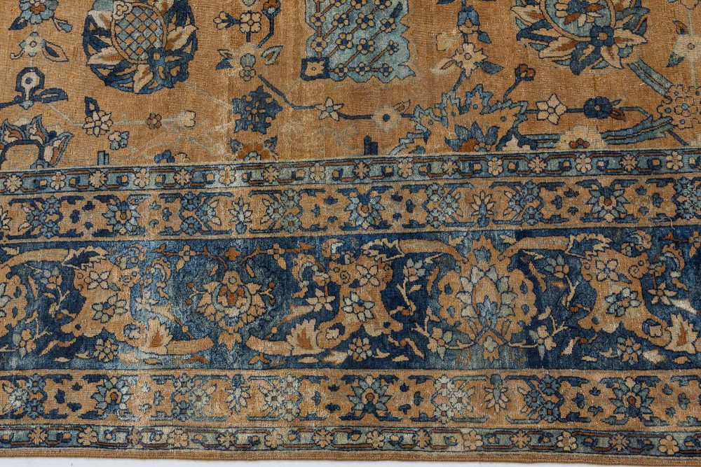 Antique Persian Kirman Botanic Handmade Wool Carpet BB7239