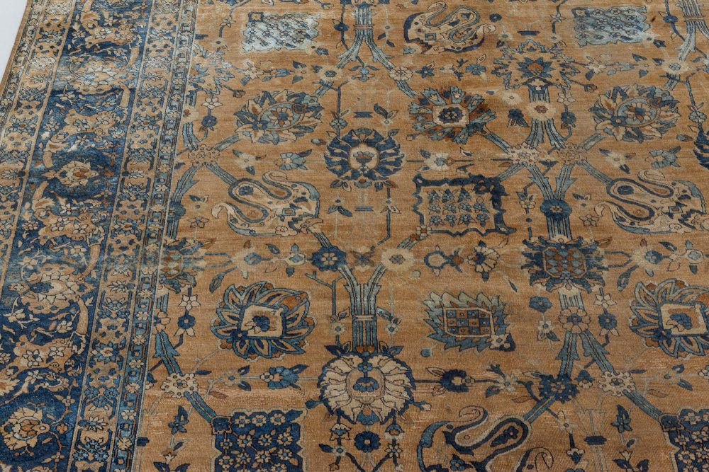 Antique Persian Kirman Botanic Handmade Wool Carpet BB7239