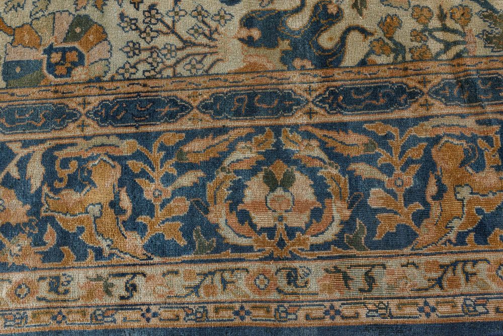 Antique Indian Botanic Handwoven Wool Rug BB7243