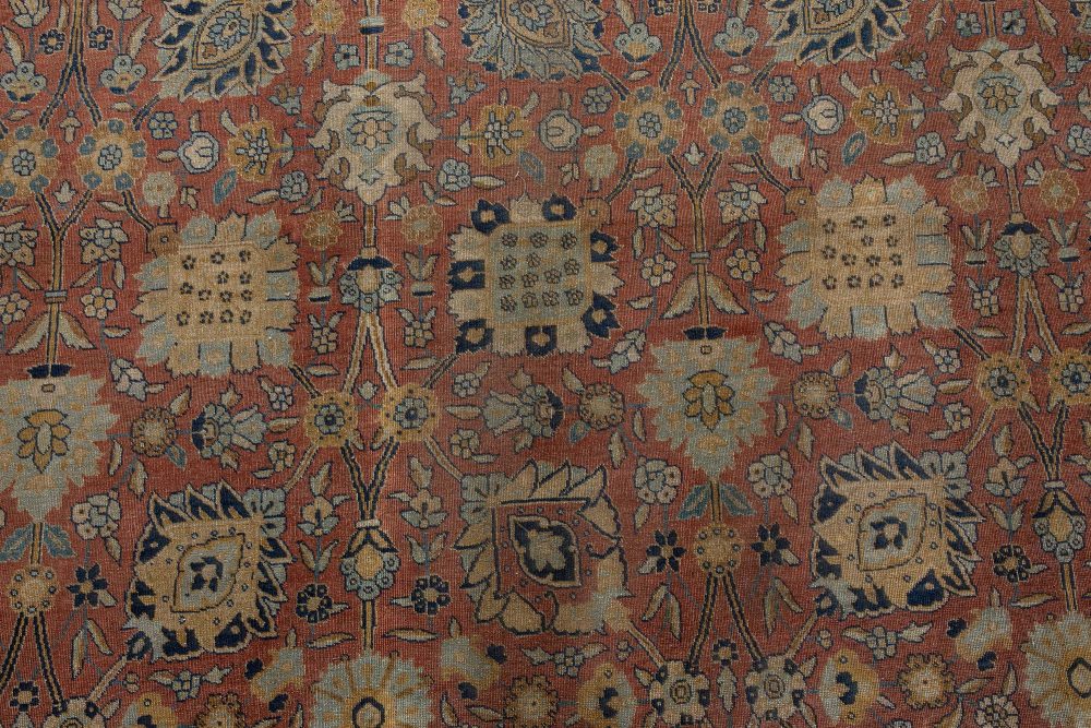 One-of-a-kind Large Antique Persian Tabriz Handmade Wool Rug BB7246