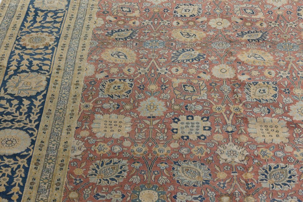 One-of-a-kind Large Antique Persian Tabriz Handmade Wool Rug BB7246