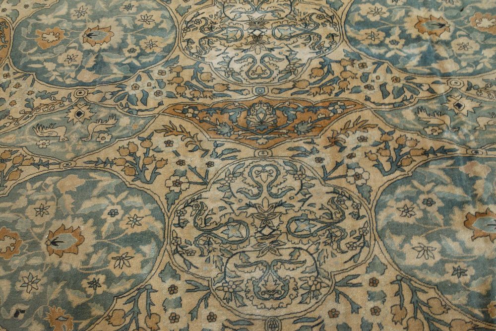 Authentic 1900s Persian Kirman Handmade Wool Carpet BB7249