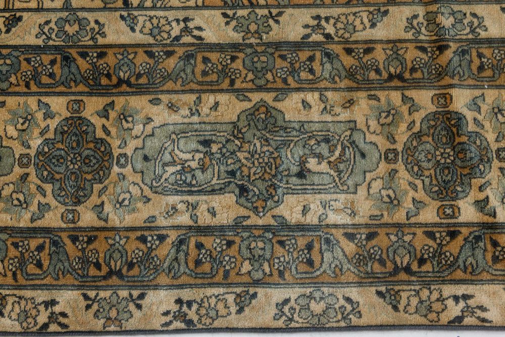 Authentic 1900s Persian Kirman Handmade Wool Carpet BB7249