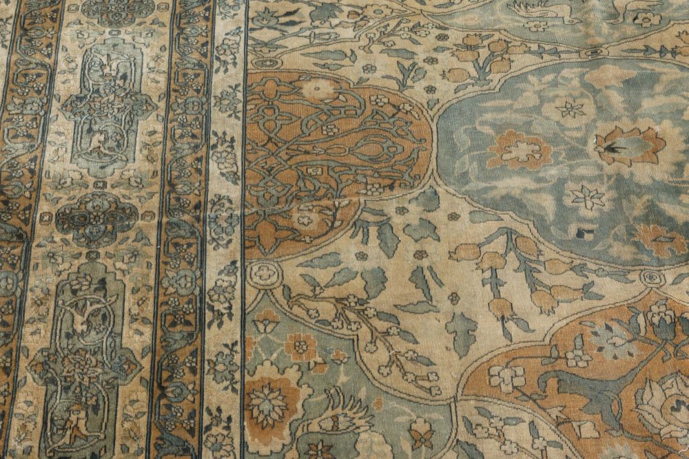 Authentic 1900s Persian Kirman Handmade Wool Carpet BB7249