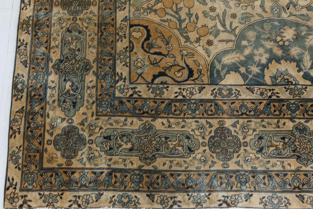 Authentic 1900s Persian Kirman Handmade Wool Carpet BB7249