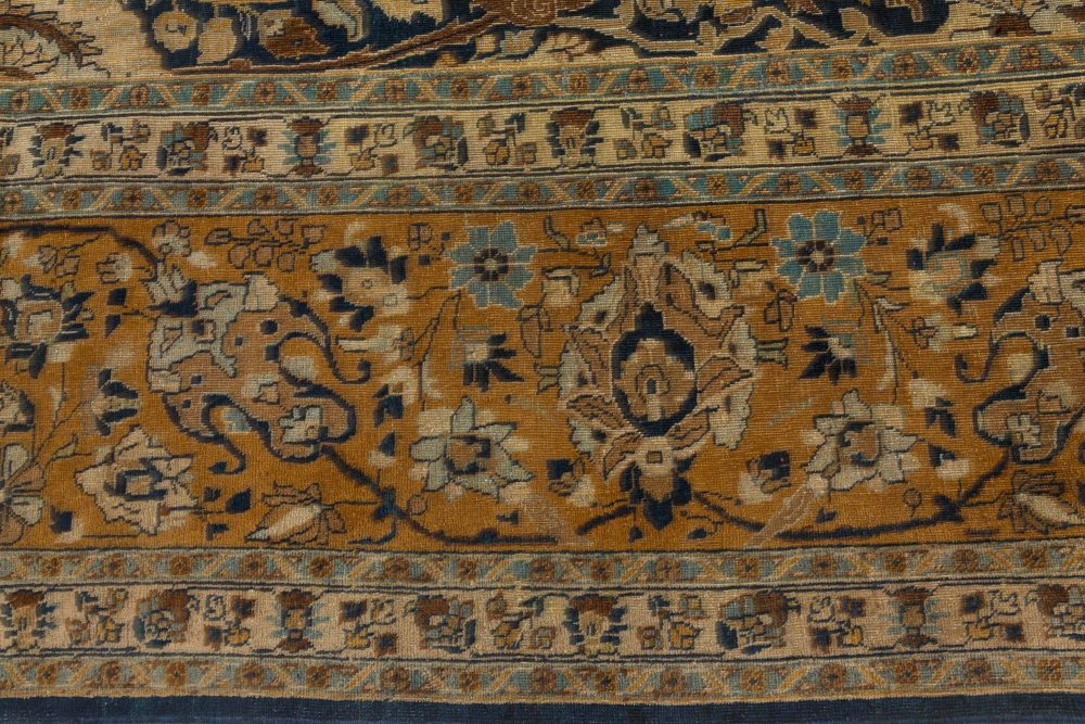 Authentic 19th Century Persian Tabriz Botanic Handwoven Wool Rug BB7252