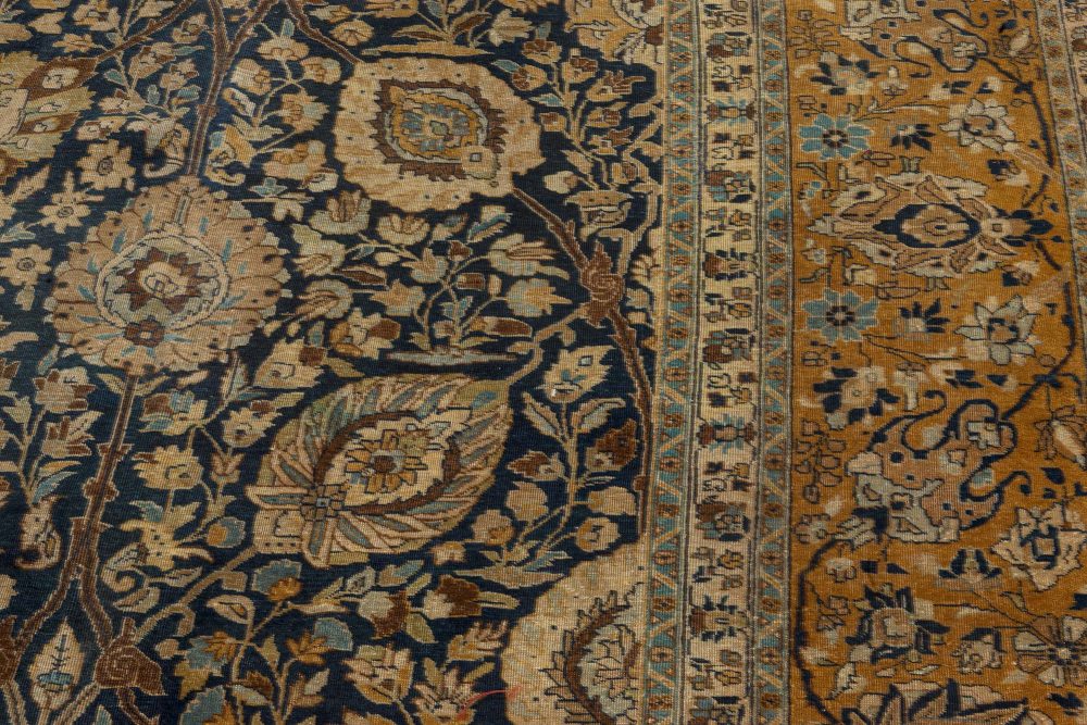 Authentic 19th Century Persian Tabriz Botanic Handwoven Wool Rug BB7252