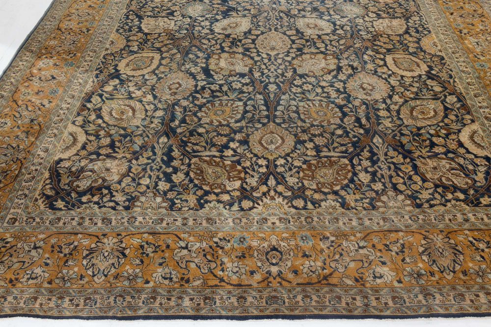 Authentic 19th Century Persian Tabriz Botanic Handwoven Wool Rug BB7252