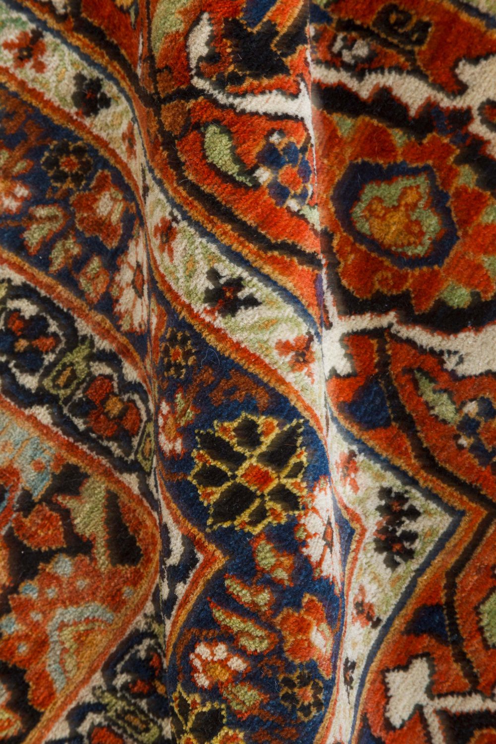 Early 20th Century Persian Meshad Rug in Burgundy, Blue and Beige BB7253