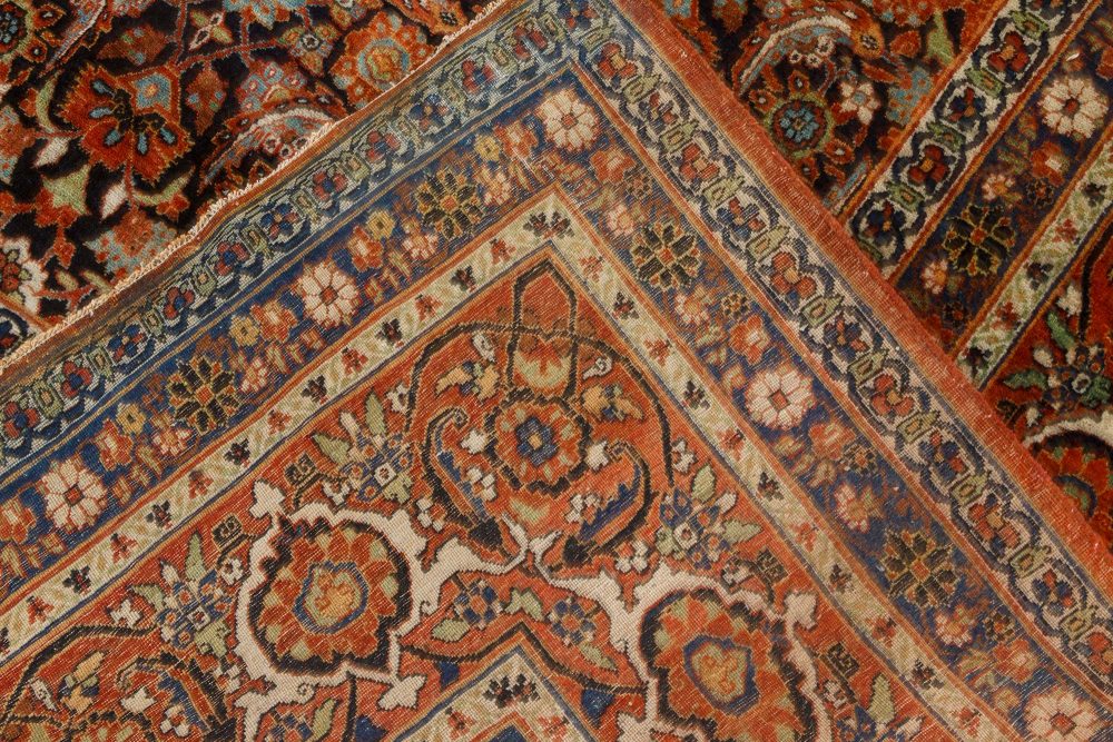 Early 20th Century Persian Meshad Rug in Burgundy, Blue and Beige BB7253