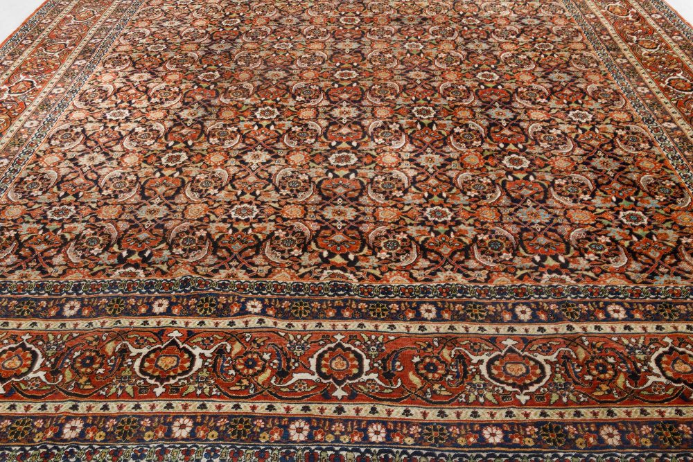 Early 20th Century Persian Meshad Rug in Burgundy, Blue and Beige BB7253