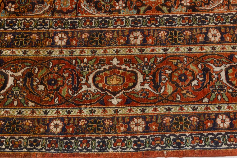 Early 20th Century Persian Meshad Rug in Burgundy, Blue and Beige BB7253