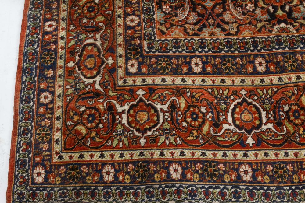 Early 20th Century Persian Meshad Rug in Burgundy, Blue and Beige BB7253