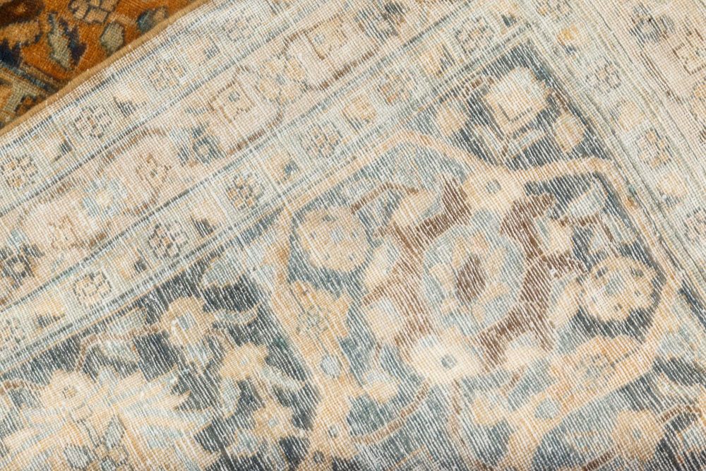 Authentic 1900s Persian Tabriz Blue, Yellow Handmade Wool Rug BB7254