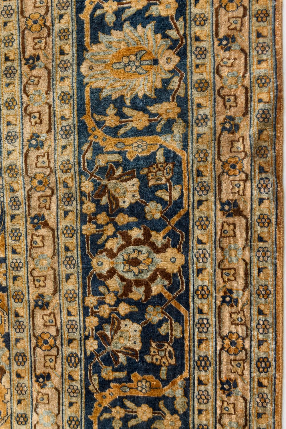 Authentic 1900s Persian Tabriz Blue, Yellow Handmade Wool Rug BB7254