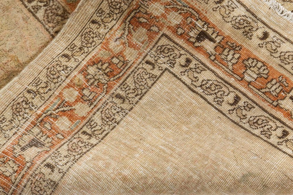 Early 20th Century Persian Meshad Camel, Brown, Orange Handwoven Wool Rug BB7263