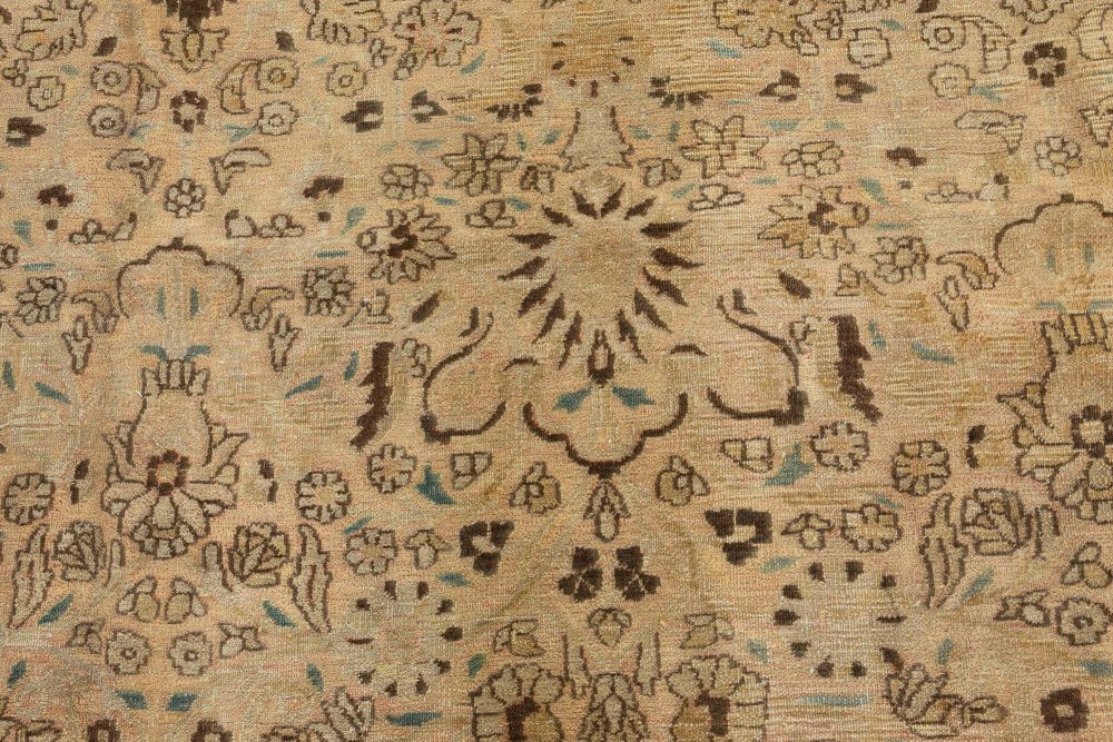 Early 20th Century Persian Meshad Camel, Brown, Orange Handwoven Wool Rug BB7263