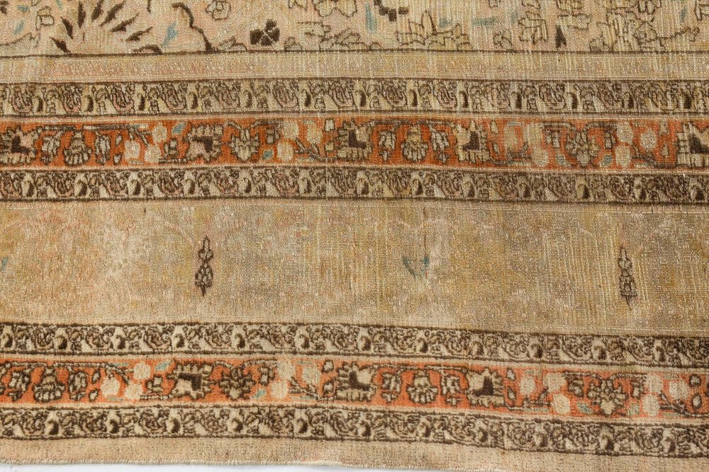 Early 20th Century Persian Meshad Camel, Brown, Orange Handwoven Wool Rug BB7263