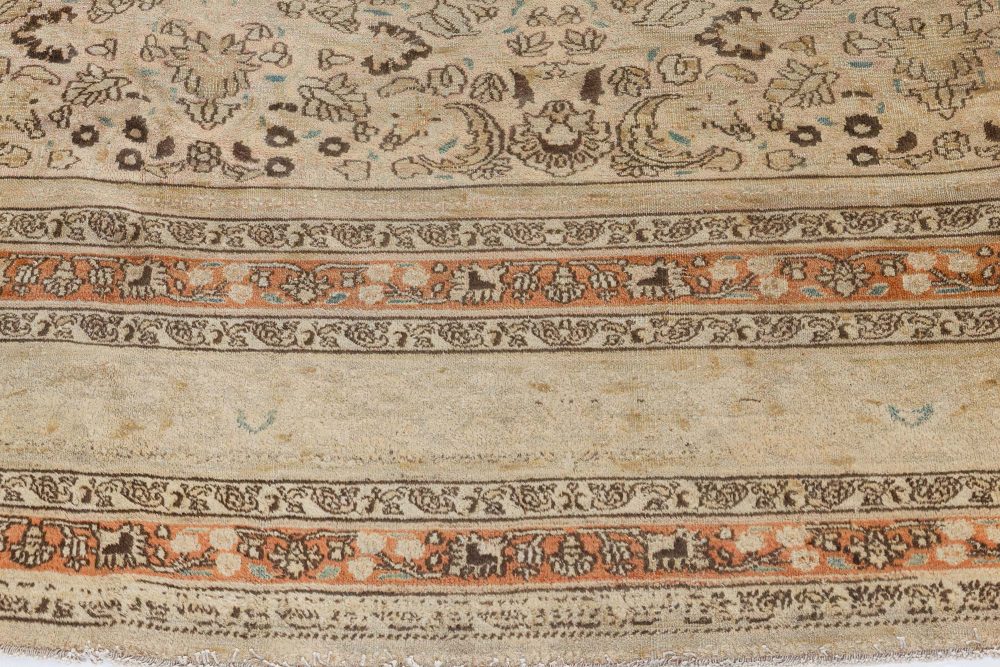 Early 20th Century Persian Meshad Camel, Brown, Orange Handwoven Wool Rug BB7263