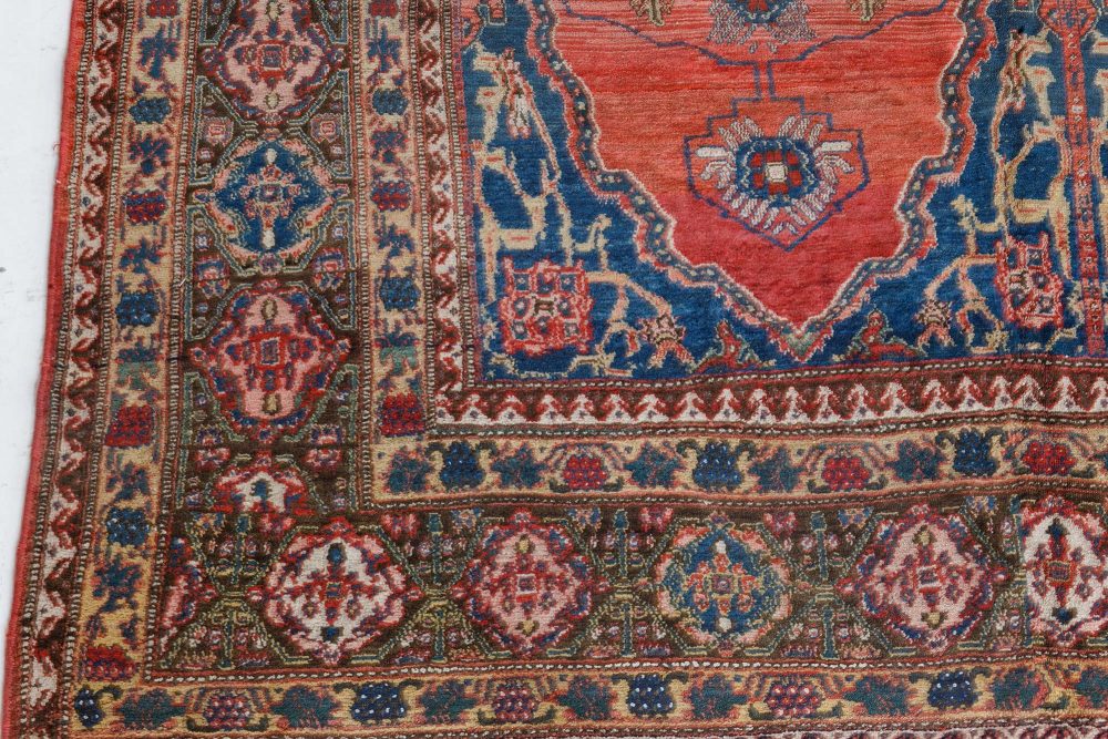 Authentic 19th Century Persian Senneh Red Handmade Wool Carpet BB7265