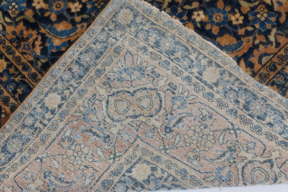 Authentic Persian Tabriz Botanic Blue Handmade Wool Rug BB7266