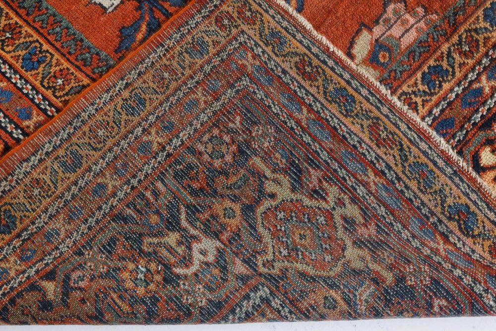 Authentic 19th Century Persian Sultanabad Brick Red Handmade Wool Rug BB7268