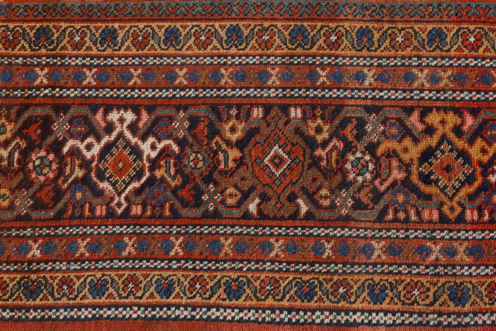 Authentic 19th Century Persian Sultanabad Brick Red Handmade Wool Rug BB7268