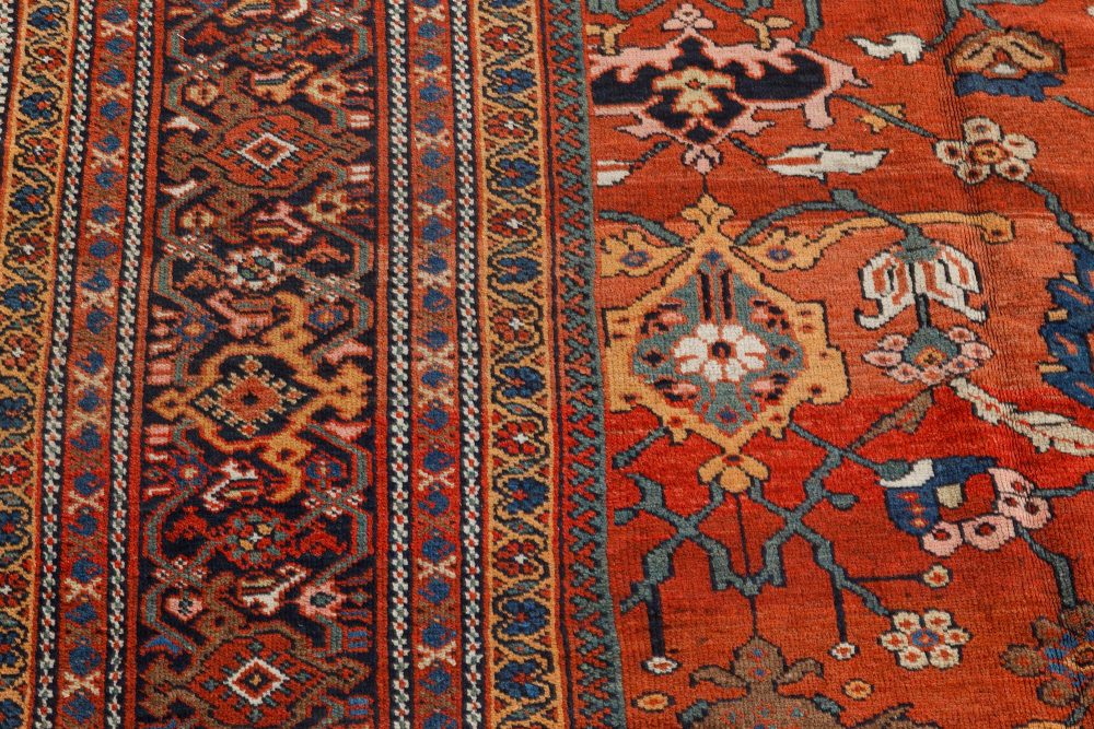 Authentic 19th Century Persian Sultanabad Brick Red Handmade Wool Rug BB7268