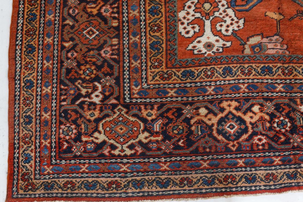 Authentic 19th Century Persian Sultanabad Brick Red Handmade Wool Rug BB7268