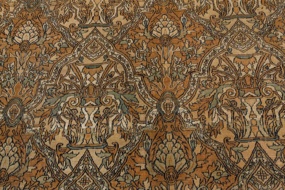 Authentic 19th Century Persian Kirman Handmade Wool Rug BB7270