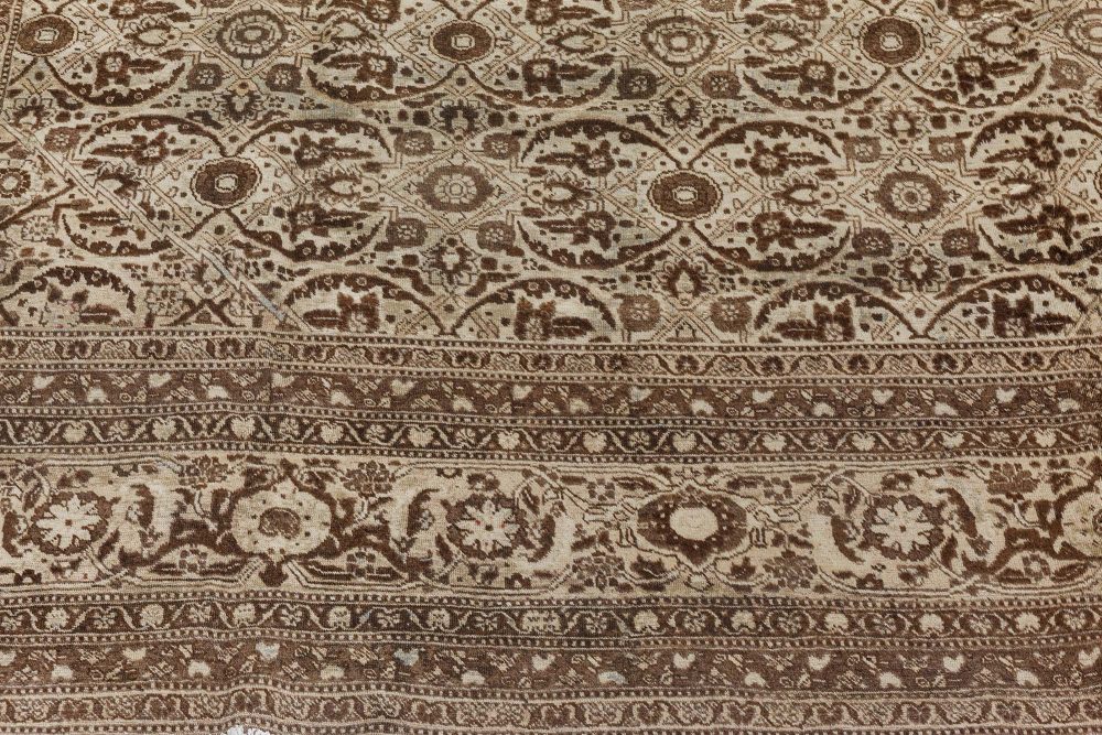 Antique Persian Tabriz Botanic Handmade Wool Carpet BB7271