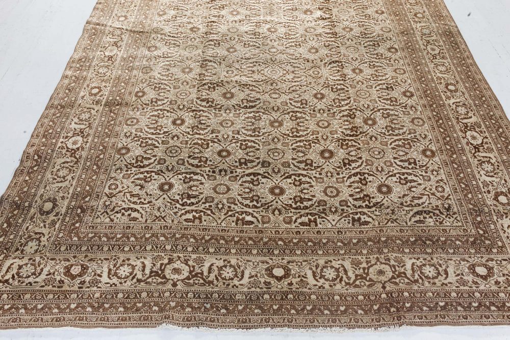 Antique Persian Tabriz Botanic Handmade Wool Carpet BB7271