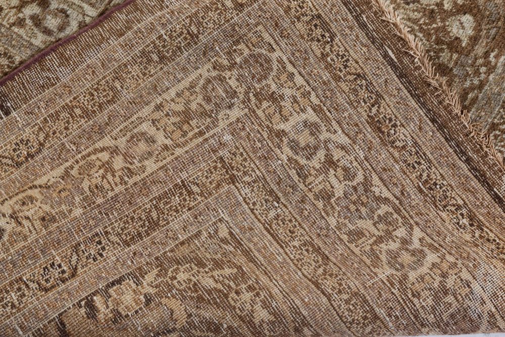 Authentic 19th Century Persian Tabriz Botanic Beige Brown Carpet BB7273