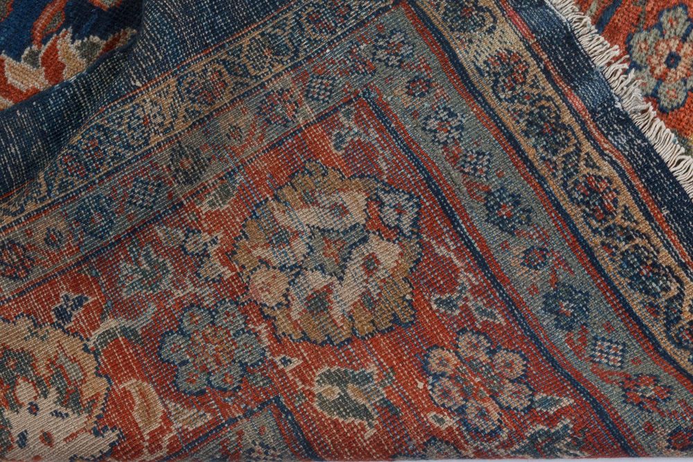 Authentic 19th Century Persian Sultanabad Blue, Red Hand Knotted Wool Rug BB7275