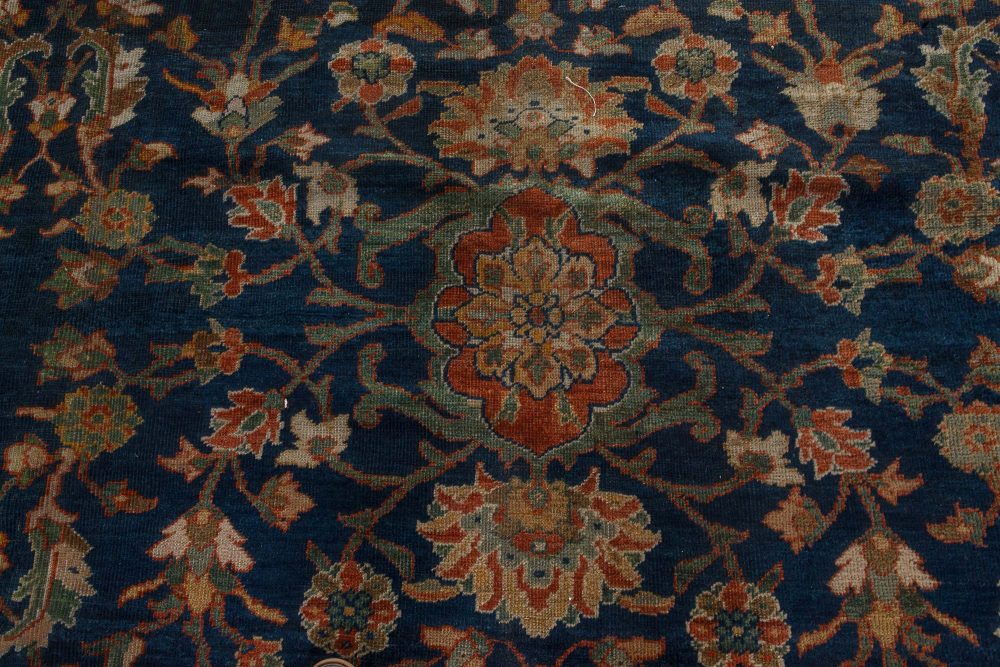 Authentic 19th Century Persian Sultanabad Blue, Red Hand Knotted Wool Rug BB7275