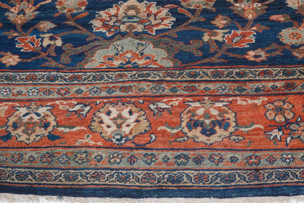 Authentic 19th Century Persian Sultanabad Blue, Red Hand Knotted Wool Rug BB7275