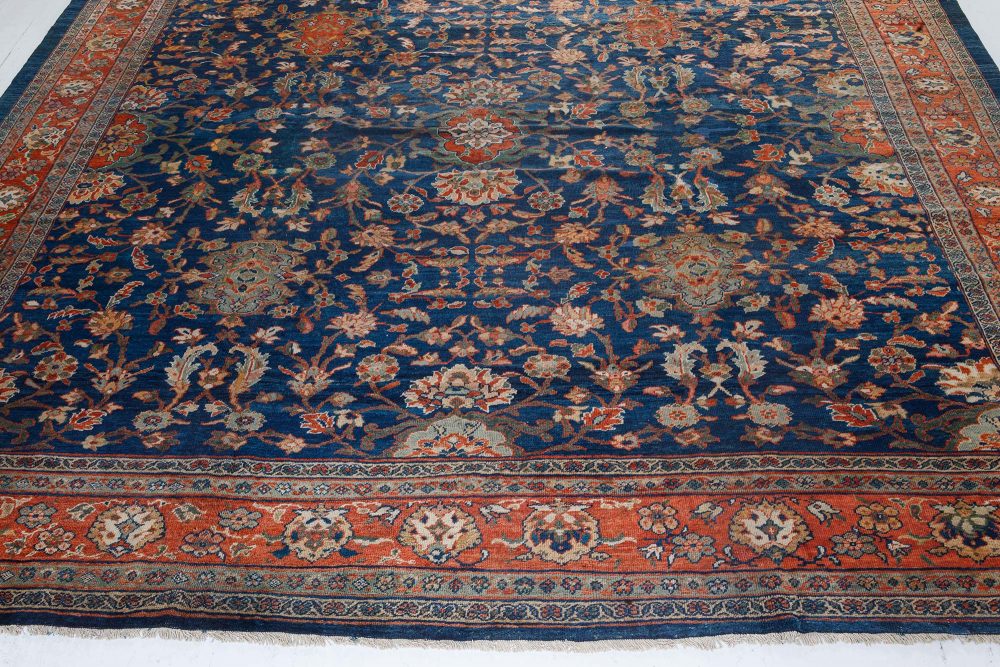 Authentic 19th Century Persian Sultanabad Blue, Red Hand Knotted Wool Rug BB7275