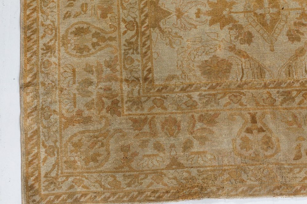 Antique Indian Amritsar Botanic Handmade Wool Carpet (Size Adjusted) BB7279