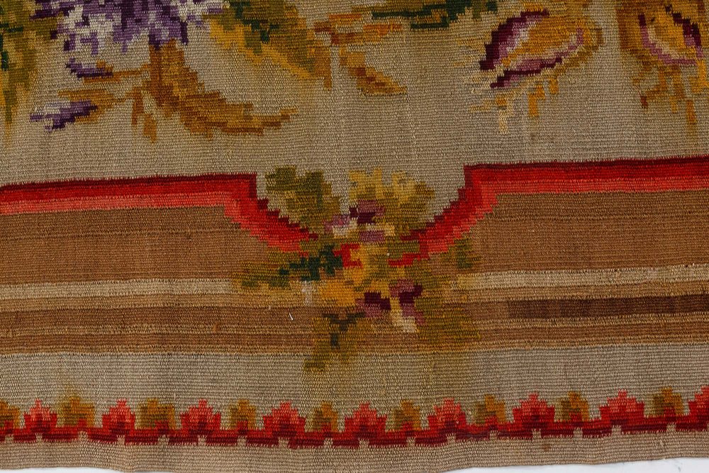 Early 20th Century Russian Bessarabian Floral Handmade Wool Rug BB7280