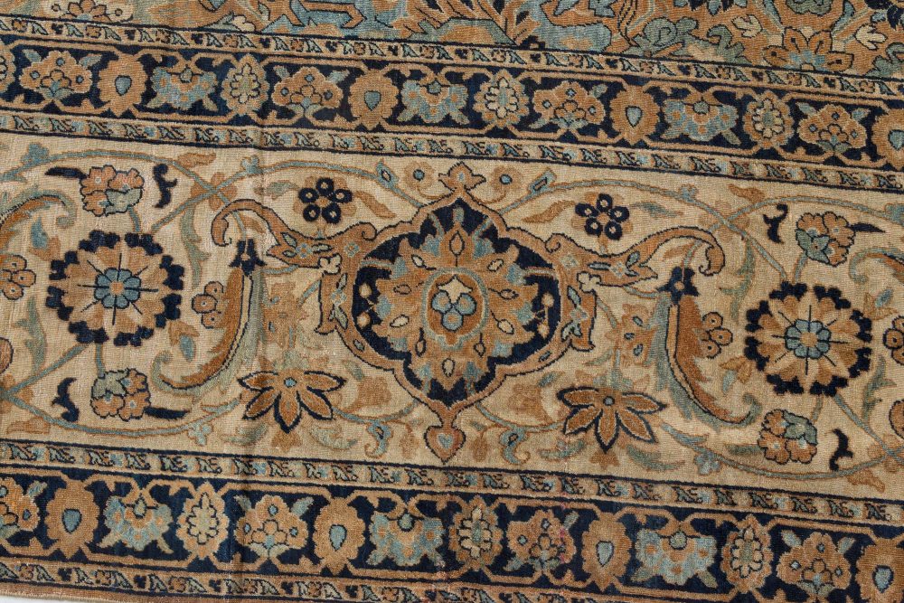 Antique Botanic Persian Kirman Handmade Wool Carpet BB7293