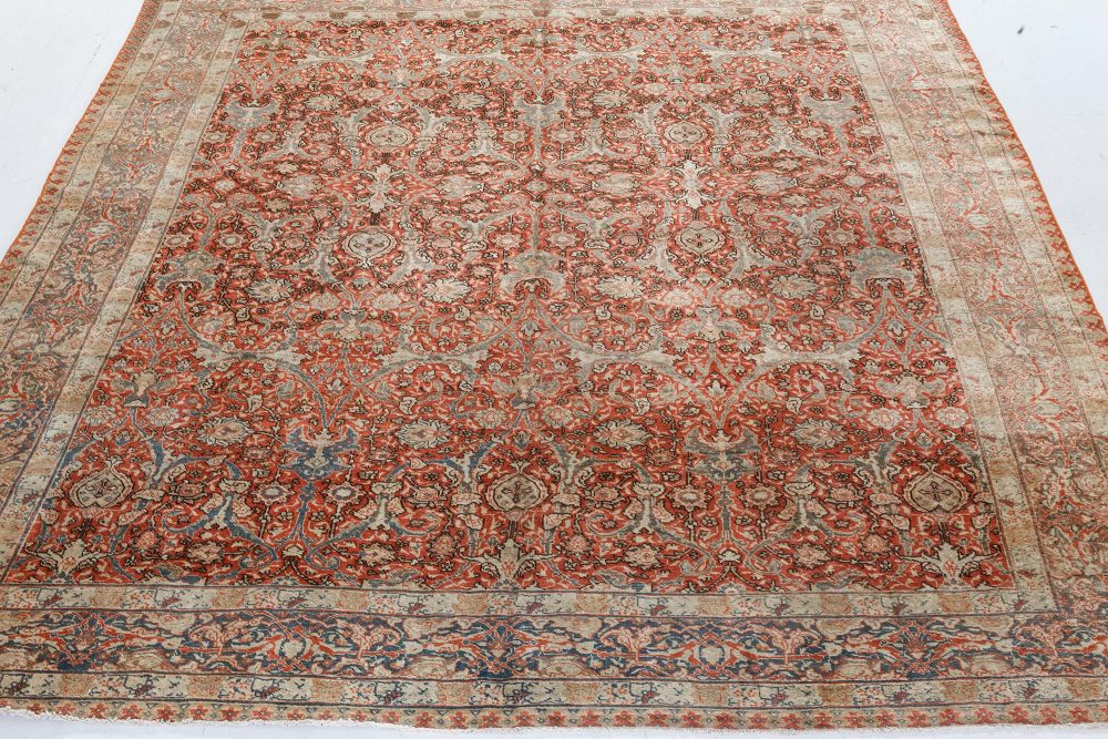 Early 20th Century Persian Tabriz Red Handmade Wool Rug BB7299