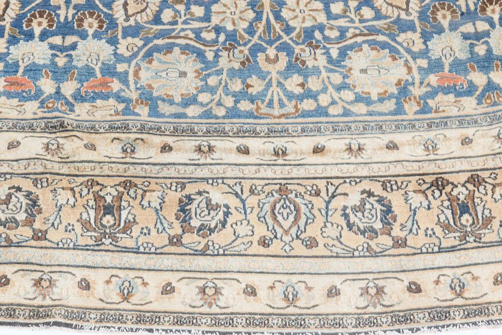 Early 20th Century Persian Tabriz Blue, Brown Handmade Wool Carpet BB7306