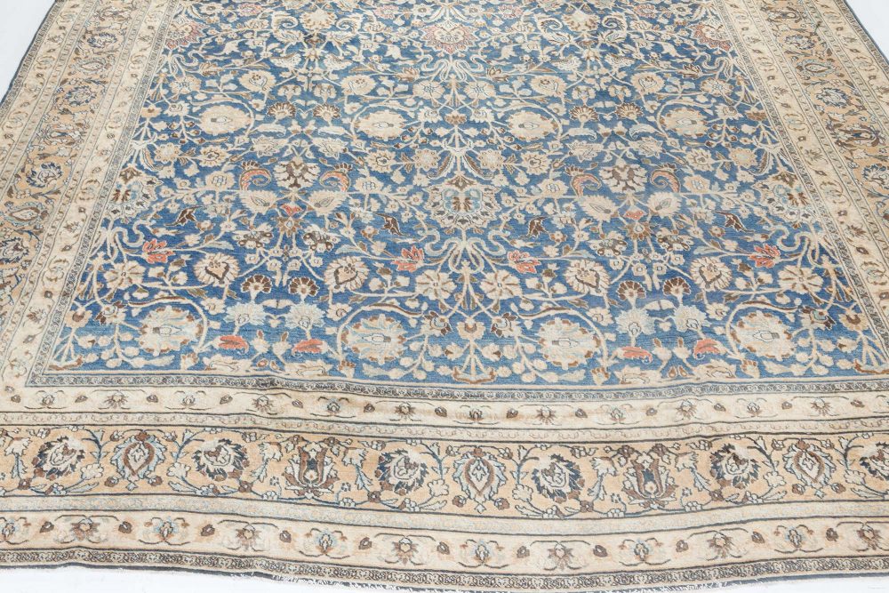 Early 20th Century Persian Tabriz Blue, Brown Handmade Wool Carpet BB7306