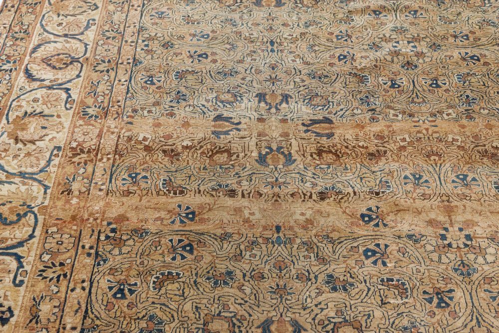 Authentic 19th Century Persian Kirman Handmade Wool Rug BB7313