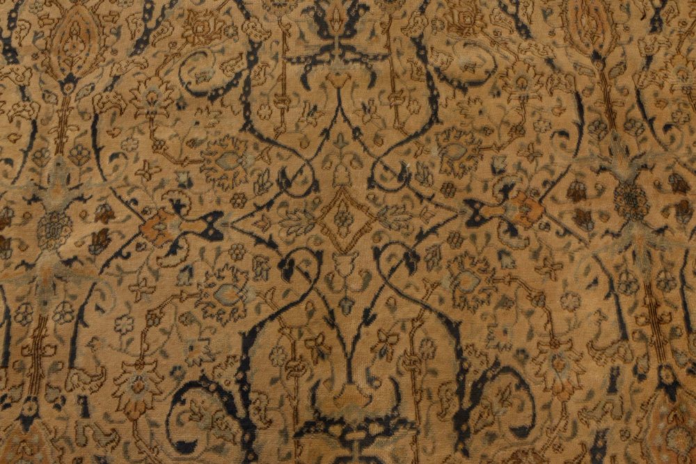 Authentic 19th Century Persian Tabriz Botanic Handmade Wool Rug BB7331