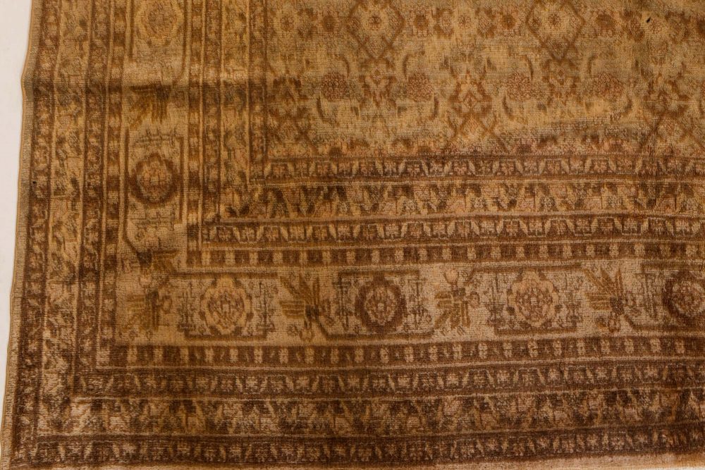 Authentic Persian Tabriz Brown Handmade Wool Rug BB7332