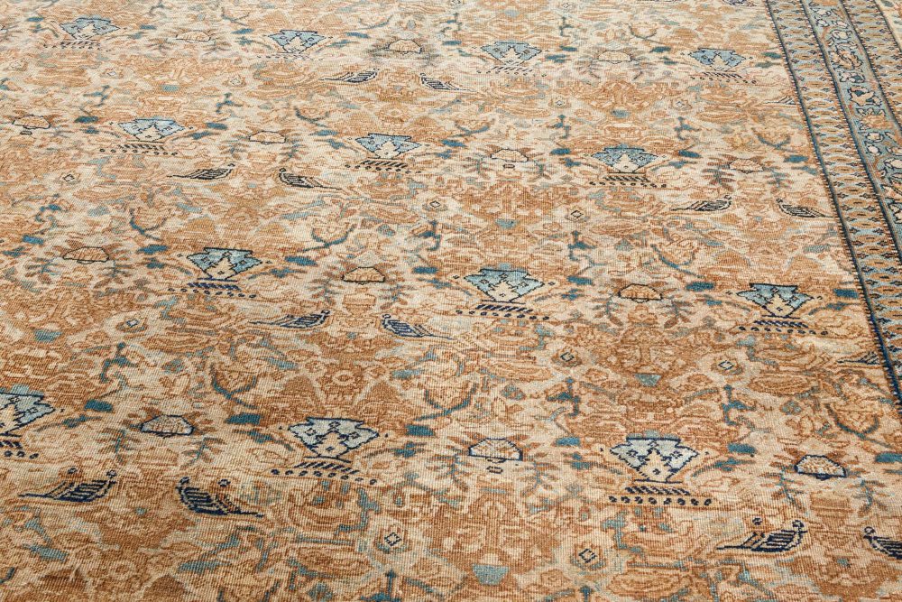 Authentic 1900s Persian Kirman Handmade Wool Carpet BB7333