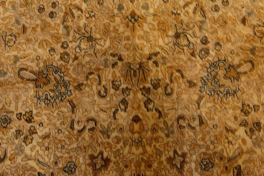 Authentic 19th Century Persian Kirman Beige Handmade Wool Carpet BB7337